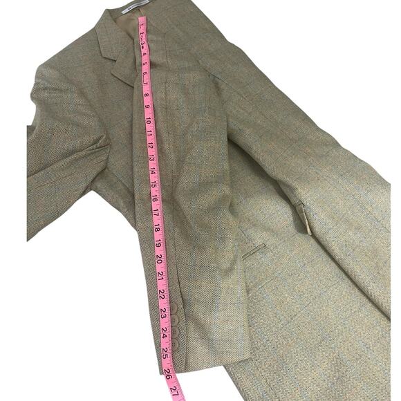 Hickey Freeman Ltd 100% Silk Plaid Chevron Two Button Sport Coat Men's 44 Long - Picture 15 of 15